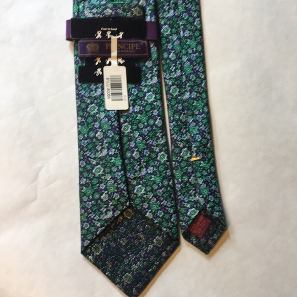 Principe Italian tie green floral - Picture 6 of 10
